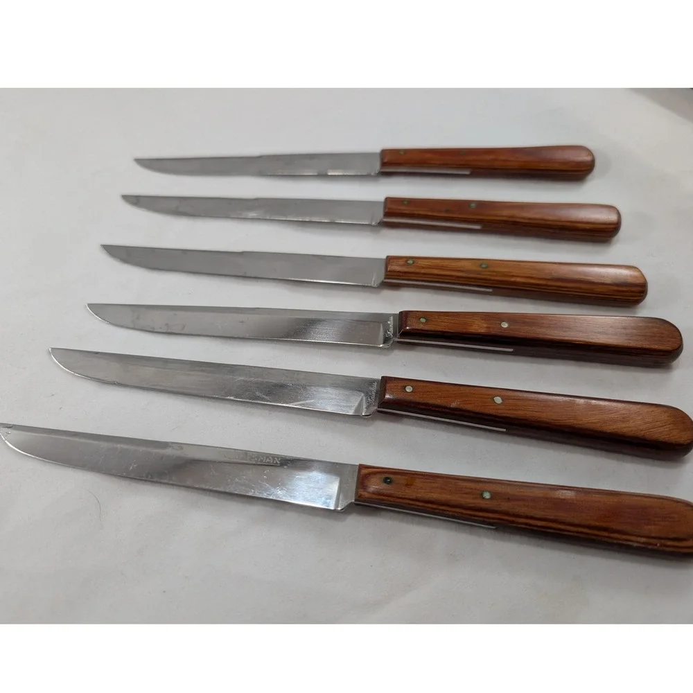 Craftsman Steak Knives Set‎ of 6 Stainless Steel Wood Handle Dinner Knives